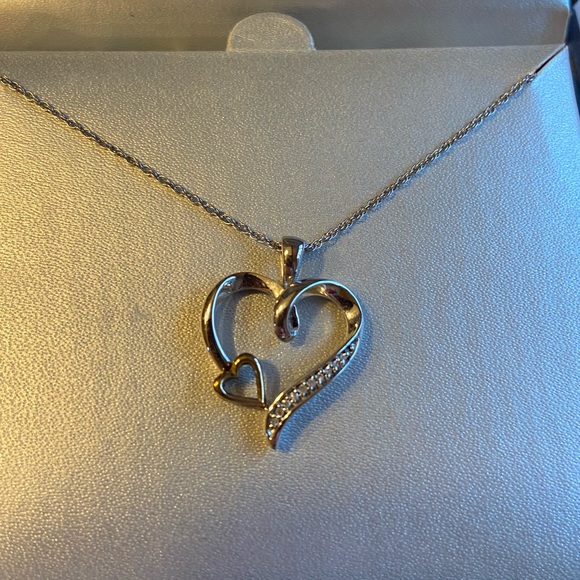 Boscov’s Jewelry Boscovs Silver And Gold Double Heart Necklace